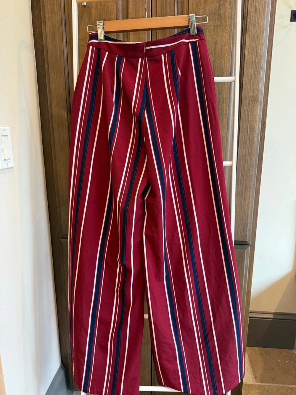 Papaya Red Wide-Leg Striped Pants - Picture 4 of 4